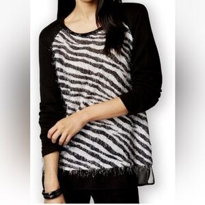 Style & Co. Womens Eyelash-Knit Pullover Sweater, Black & White Zebra Size XL
